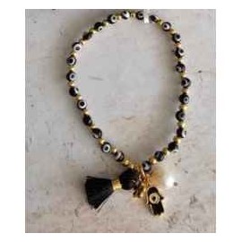 "Pulsera Negra Hamsa Ojo Turco"