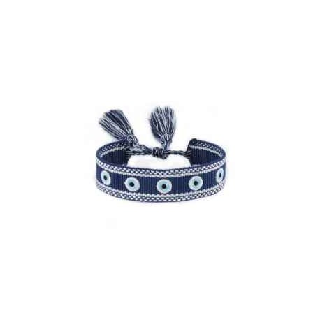 "Pulsera Tejida Ojo Turco Azul Marino"